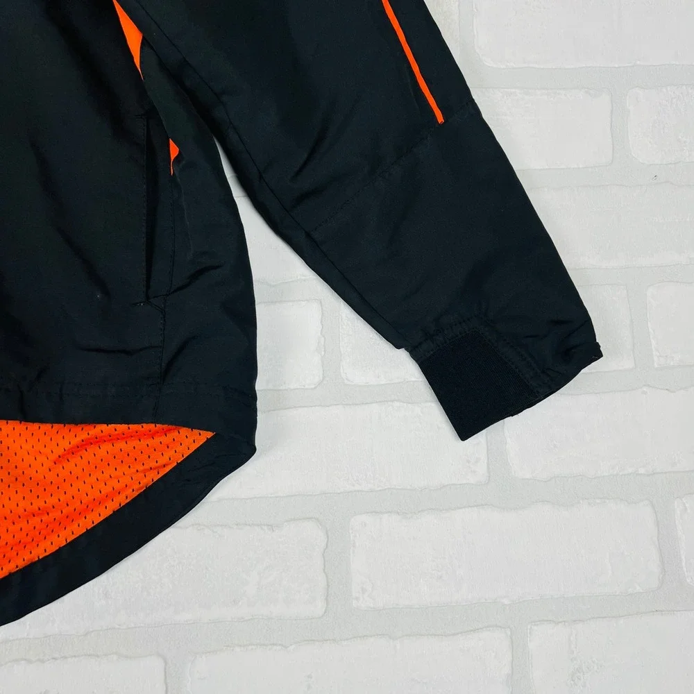 Holloway Kids Black and Orange Hooded Full Zip Windbreaker Athletic Jacket XL